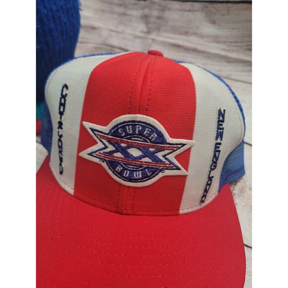 Vtg Superbowl XX Chicago Bears vs Patriots lucky stripe AJD trucker hat cap - Picture 2 of 5
